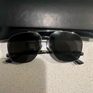 YSL Leon aviator shades in silver